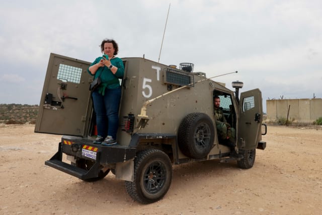  Jerusalem Post veteran reporter Tovah Lazaroff is seen in the field. (photo credit: MARC ISRAEL SELLEM/THE JERUSALEM POST)