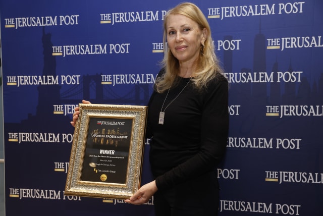  Alisa Givertz presenting her company, Liquid 360, during the 2024 Next-Gen Women’s Entrepreneurship Award powered by The Luzzatto Group at The Jerusalem Post’s Women Leaders Summit. (photo credit: MARC ISRAEL SELLEM)