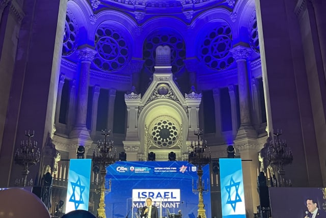  The Olim Together presentation at the Great Synagogue of Paris. (photo credit: MICHAEL STARR)