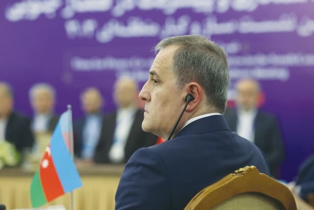  AZERBAIJAN’S FOREIGN Minister Jeyhun Bayramov Hassen attends a 3+3 format Caucasus regional platform summit in Tehran, last October.  (photo credit: WEST ASIA NEWS AGENCY/REUTERS)