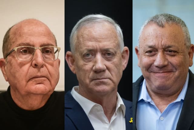  FROM LEFT: Moshe Ya'alon, Head of the National Unity party Minister Benny Gantz, and Israeli Minister Gadi Eisenkot. (photo credit: AVSHALOM SASSONI/FLASH90, CHAIM GOLDBEG/FLASH90, YONATAN SINDEL/FLASH90)