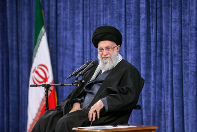  Iran's Supreme Leader Ayatollah Ali Khamenei looks on during a meeting in Tehran, Iran, April 3, 2024.  (photo credit: Office of the Iranian Supreme Leader/WANA (West Asia News Agency)/Handout via REUTERS)