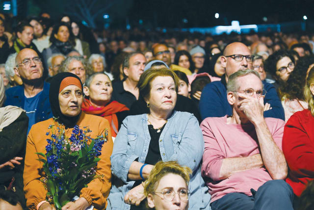  A RECORD crowd of over 15,000 attended last year’s 18th Joint Israeli-Palestinian Memorial event, held in Tel Aviv.  (photo credit: GILI GETZ)