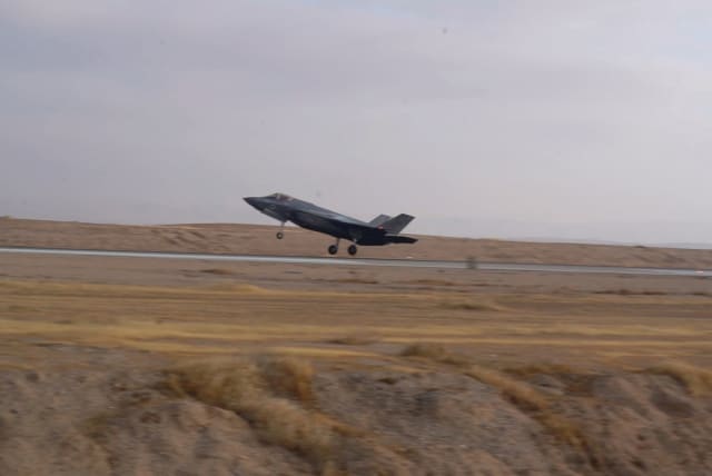  AN ISRAEL Air Force F-35 fighter jet lands at Nevatim airbase in the Negev. Iran’s complete failure to achieve what was probably its main goal, the destruction of the airbase, exemplifies why this was not just a defeat for Iran but a resounding success for Israel and its allies, says the writer.  (photo credit: IDF/Reuters)