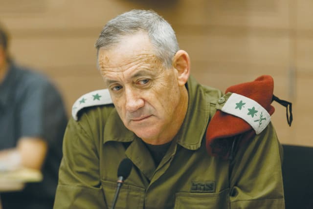  THEN-IDF chief of staff Benny Gantz attends a meeting in the Knesset, 2013. (photo credit: FLASH90)