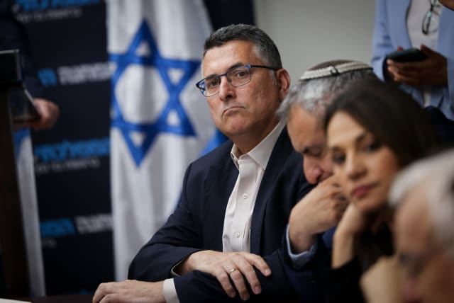  MK Gideon Sa'ar attends a faction meeting of the National Unity Party at the Knesset, the Israeli parliament in Jerusalem, on July 10, 2023 (photo credit: Chaim Goldberg/Flash90)