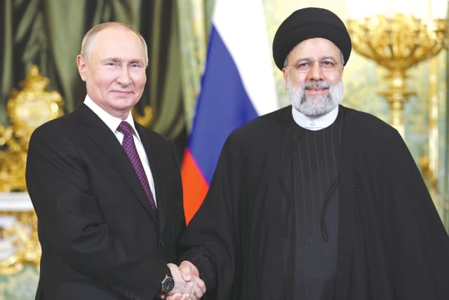  RUSSIAN PRESIDENT Vladimir Putin meets with Iranian President Ebrahim Raisi in Moscow, in December. Iran and Russia have both offered statements of support for the US campus protests and public demonstrations in Europe, the writer notes. (photo credit: SPUTNIK/REUTERS)