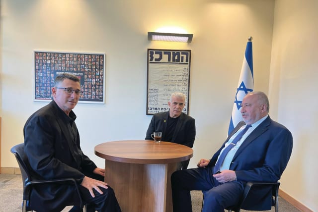  POTENTIAL NETANYAHU successors? Gideon Sa’ar, Yair Lapid, and Avigdor Liberman meet on Wednesday.  (photo credit: Yair Lapid X page)