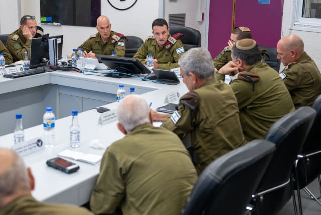  High ranking IDF officials, including IDF Chief of Staff Herzi Halevi, meet at the Northern Command, June 2, 2024.  (photo credit: IDF SPOKESPERSON'S UNIT)