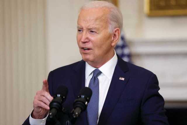  US PRESIDENT Joe Biden delivers an outline for a ceasefire in the Gaza war at the White House, in May.  (photo credit: EVELYN HOCKSTEIN/REUTERS)