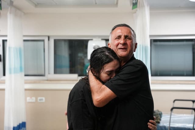 Noa Argamani reunites with her father on June 9, 2024 (photo credit: IDF SPOKESPERSON'S OFFICE)
