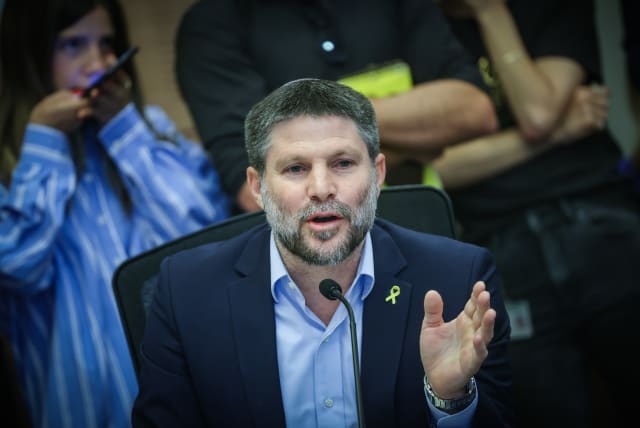  Finance Minister Bezalel Smotrich attends a Finance committee meeting at the Knesset, on June 10, 2024 (photo credit: Chaim Goldberg/Flash90)