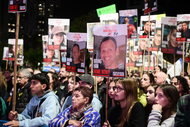 A rally calling for the release of the Israeli hostages held captive by Hamas in Gaza, marking 442 days since the start of the war between Israel and Hamas, at Hostage Square in Tel Aviv, December 21 2024.