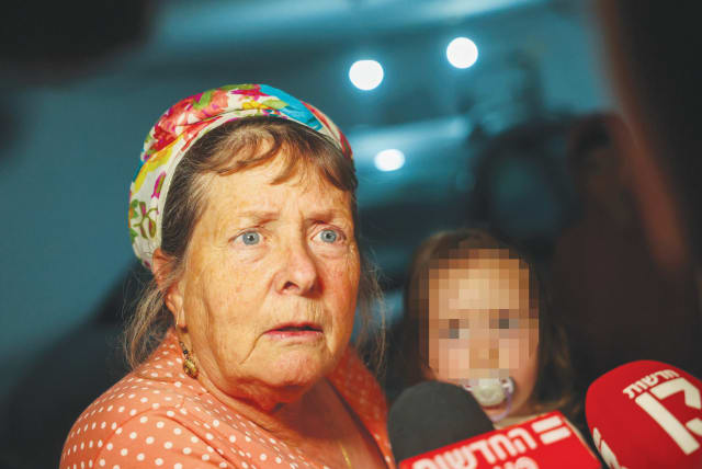 Meira Sohlberg, wife of Supreme Court Deputy President Noam Sohlberg, reacts to the attack by haredi protesters on their Alon Shvut home, June 3.