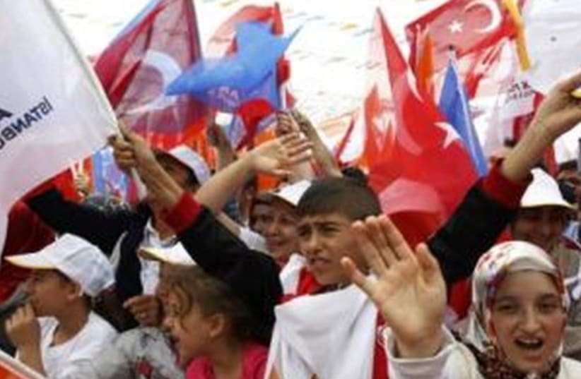 Supporters of (AKP) wave Turkish flags 465 