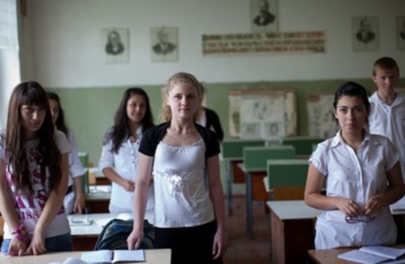 Katya Gutkova, a Jewish teenager in the classroom in Rustavi