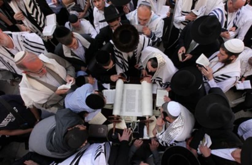 Worshipers at the Western Wall for a priestly blessing