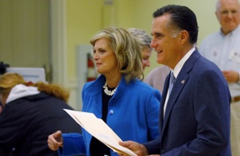 Mitt and Ann Romney voting in Belmont 390