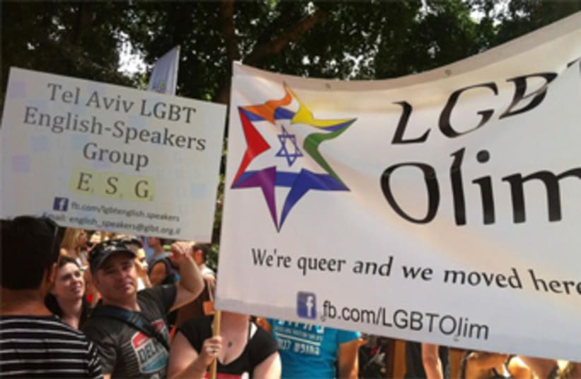 Anglo LGBT groups at Gay Pride, Tel Aviv, June 7, 2013.