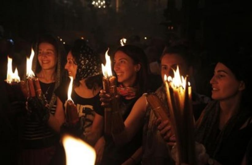 Holy Fire ceremony at the Church of the Holy Sepulchre in Jerusalem.
