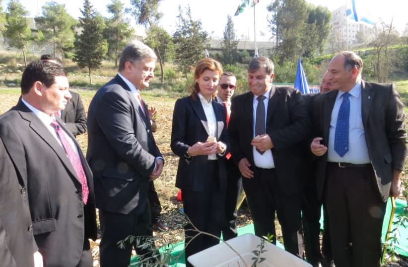 President of Ukraine Plants Olive Tree at Grove of Nations in Jerusalem