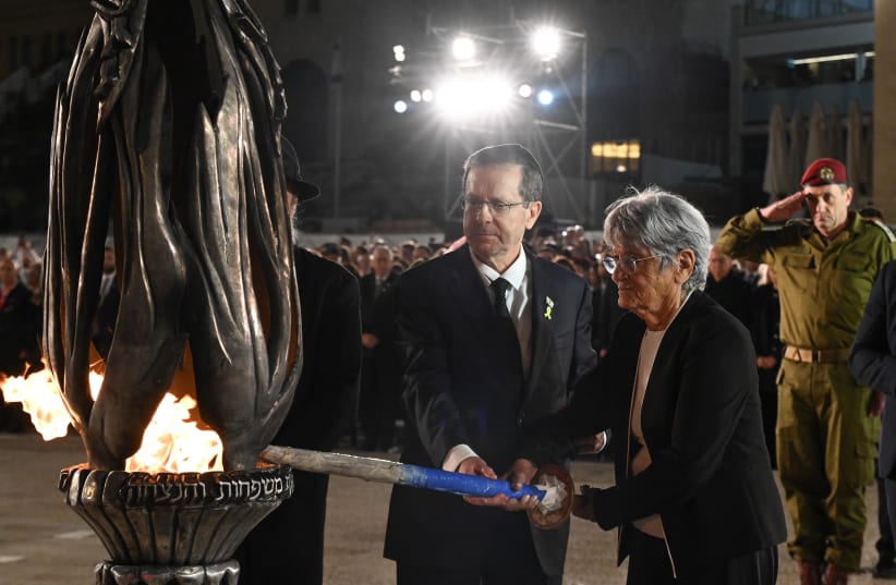   President Isaac Herzog at the Remembrance Day ceremony at the Western Wall in Jerusalem. May 12, 2024
