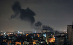  Smoke rises after an Israeli airstrike in the Gaza Strip, early on on February 2, 2023. 