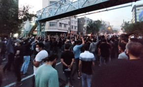 People attend a protest over the death of Mahsa Amini, a woman who died after being arrested by the Islamic republic's "morality police", in Tehran, Iran, September 21, 2022.