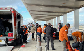  United Hatzalah personnel are seen readying to aid in the earthquake disaster relief efforts in Turkey, at Israel's Ben-Gurion Airport, on February 7, 2023.